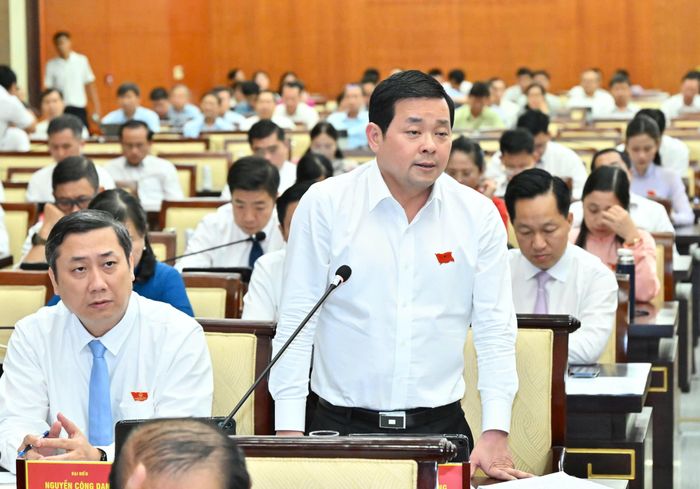 Giám đốc Sở NN-MT TPHCM Nguyễn Toàn Thắng trao đổi với các ĐB. Ảnh: VIỆT DŨNG 