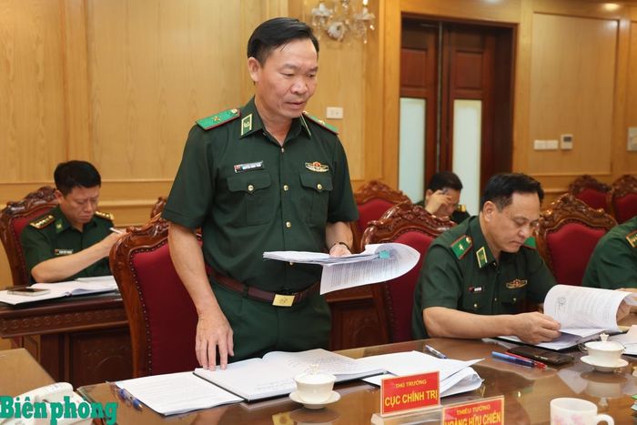 Thiếu tướng Nguyễn Xuân Toàn, Chủ nhiệm Chính trị Bộ đội Biên phòng phát biểu tại hội nghị. Ảnh: Xuân Khoa