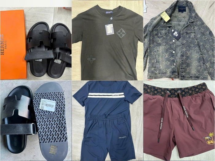 Nhiều sản phẩm với mẫu mã, kiểu dáng khác nhau giả mạo các nhãn hiệu nổi tiếng được thu giữ trong vụ án.
