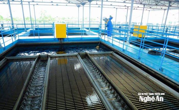 Xử lý nước thô thành nước sinh hoạt tại Nhà máy nước Hưng Nguyên. Ảnh: Thành Duy