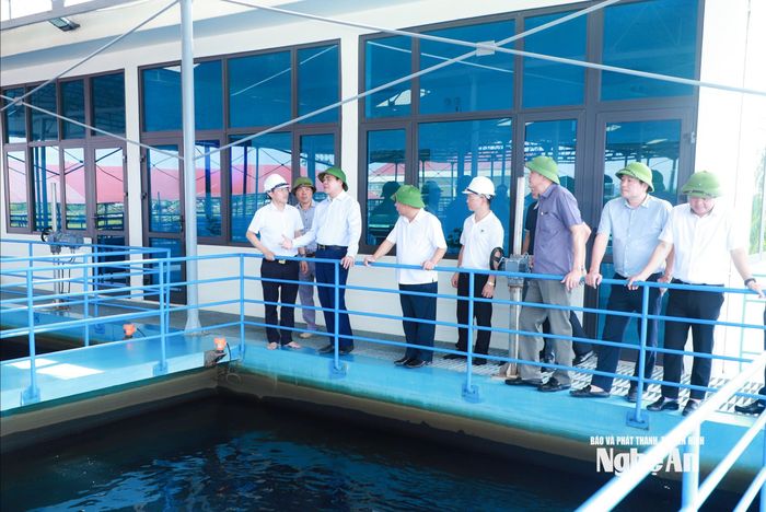 Chủ tịch UBND tỉnh Võ Trọng Hải kiểm tra tại Nhà máy nước Hưng Nguyên. Ảnh: Thành Duy