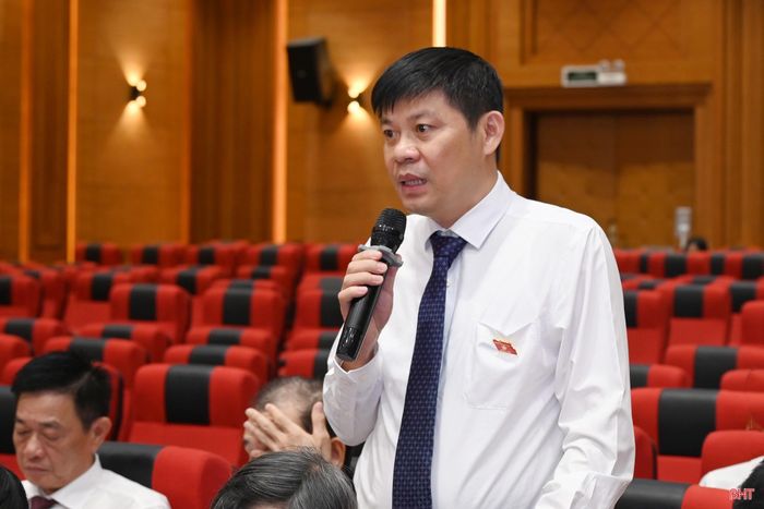 Đại biểu Nguyễn Ngọc Hoạch - Bí thư Đảng ủy, Chủ tịch HĐND xã Kỳ Văn góp ý các nội dung dự thảo.