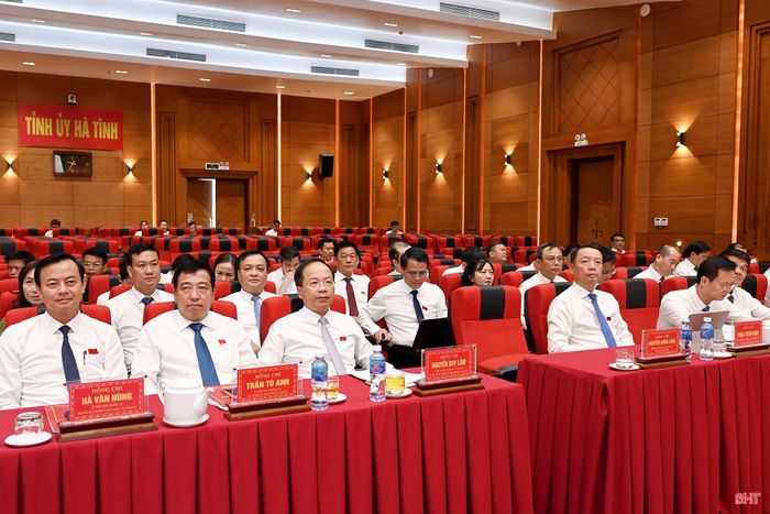 Đồng chí Nguyễn Duy Lâm - Ủy viên Trung ương Đảng, Bí thư Tỉnh ủy, Trưởng đoàn ĐBQH tỉnh; đồng chí Phan Thiên Định - Phó Bí thư Tỉnh ủy, Chủ tịch UBND tỉnh và các đại biểu dự kỳ họp.