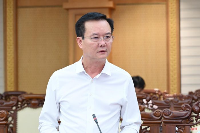 Đồng chí Trần Báu Hà - Phó Chủ tịch Thường trực UBND tỉnh báo cáo tình hình kinh tế - xã hội 6 tháng đầu năm 2026.