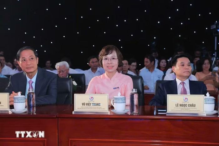 Đồng chí Vũ Việt Trang, Ủy viên Ban Thường vụ Đảng ủy các cơ quan Đảng Trung ương, Phó Trưởng Ban Tuyên giáo và Dân vận Trung ương, Bí thư Đảng ủy, Tổng Giám đốc Thông tấn xã Việt Nam dự khai mạc Hội báo toàn quốc 2026. (Ảnh: Minh Quyết/TTXVN)
