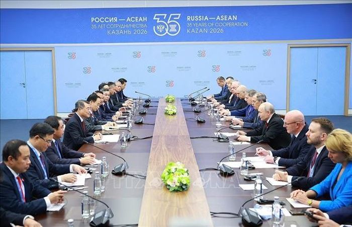 Thủ tướng Lê Minh Hưng hội kiến Tổng thống Nga Vladimir Putin. Ảnh: Dương Giang/TTXVN