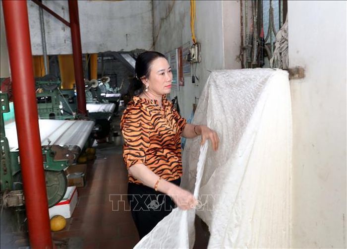 Chị Nguyễn Thị Nguyệt, Cơ sở sản xuất kinh doanh lụa Nha Xá Nguyệt Hưng Silk (xã Duy Tân, tỉnh Ninh Bình) thay đổi tư duy áp dụng công nghệ thông tin để quảng bá và bán sản phẩm trên các sàn giao dịch thương mại điện tử như Shopee, Lazada, Sendo…