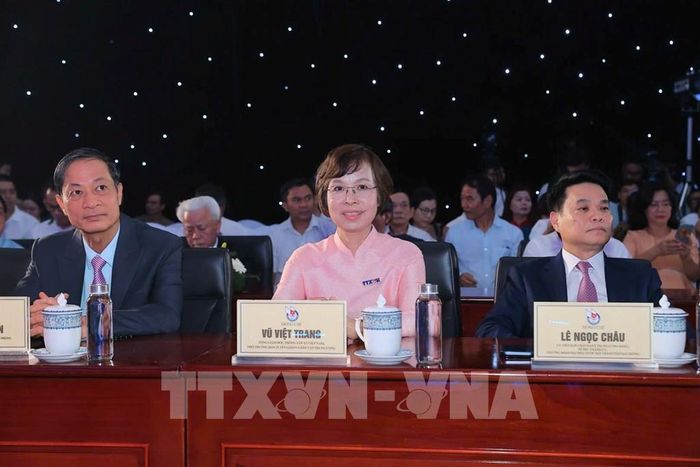 Đồng chí Vũ Việt Trang, Ủy viên Ban Thường vụ Đảng ủy các cơ quan Đảng Trung ương, Phó Trưởng Ban Tuyên giáo và Dân vận Trung ương, Bí thư Đảng ủy, Tổng Giám đốc Thông tấn xã Việt Nam dự khai mạc Hội báo toàn quốc 2026. Ảnh: Minh Quyết - TTXVN