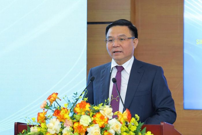 Bộ trưởng Bộ Công Thương Lê Mạnh Hùng phát biểu tại lễ ký. Ảnh: Thùy Dương/Bnews/vnanet.vn