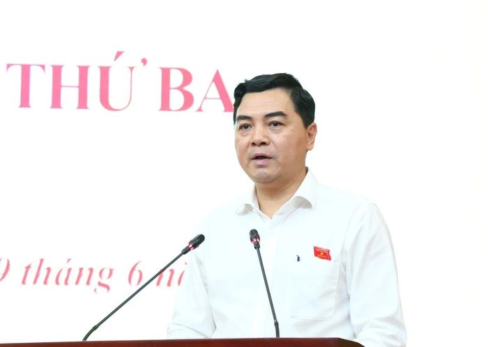 Đồng chí Nguyễn Hoài Anh, Ủy viên Trung ương Đảng, Phó Bí thư Tỉnh ủy, Chủ tịch UBND tỉnh trình bày Tờ trình của UBND tỉnh về bầu bổ sung Ủy viên UBND tỉnh.