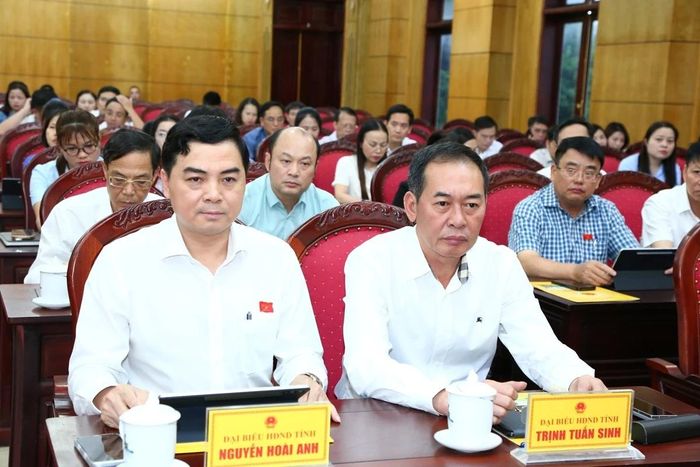 Các đồng chí: Nguyễn Hoài Anh, Ủy viên Trung ương Đảng, Phó Bí thư Tỉnh ủy, Chủ tịch UBND tỉnh; Trịnh Tuấn Sinh, Phó Bí thư Tỉnh ủy, Chủ tịch Ủy ban MTTQ tỉnh dự kỳ họp.