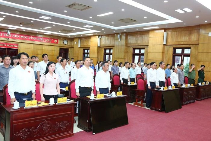 Các đại biểu thực hiện nghi thức chào cờ.