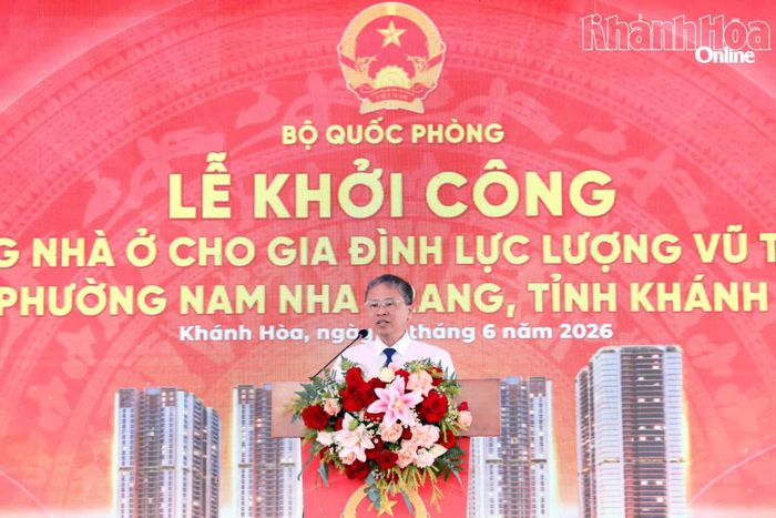 Đồng chí Trần Hòa Nam phát biểu tại lễ khởi công.