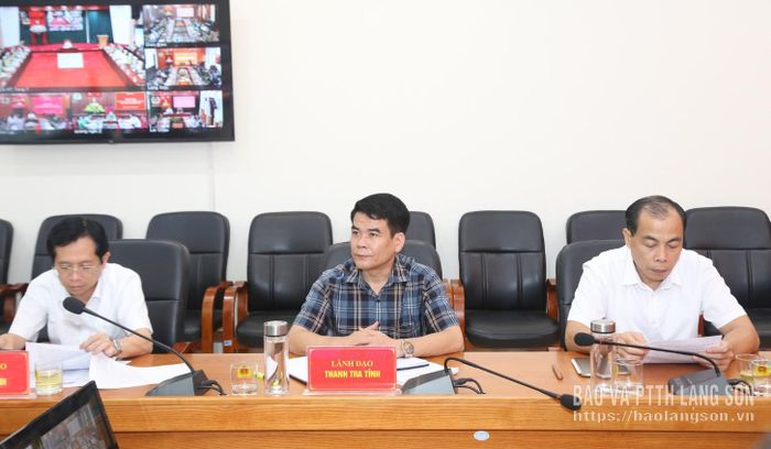 Đại biểu các sở, ngành của tỉnh tham dự tại hội nghị tại điểm cầu Công an tỉnh