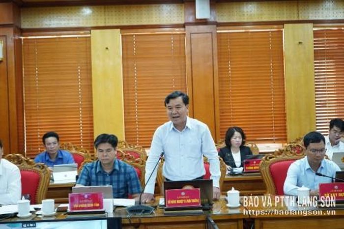 Lãnh đạo Sở Nông nghiệp và Môi trường phát biểu tại cuộc họp