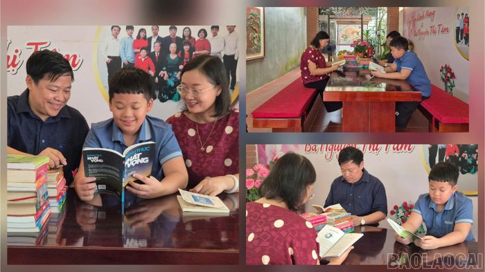 Minh Hiếu duy trì thói quen đọc sách cùng bố mẹ mỗi ngày.