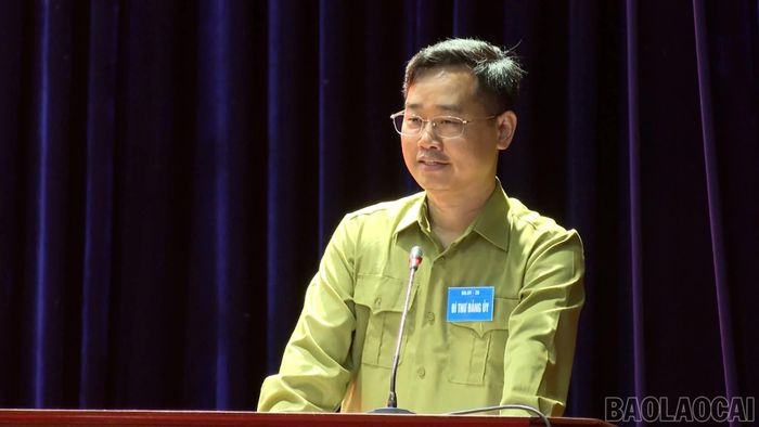 Lãnh đạo xã Bắc Hà phát biểu khai mạc diễn tập tác chiến xã Bắc Hà trong khu vực phòng thủ năm 2026.
