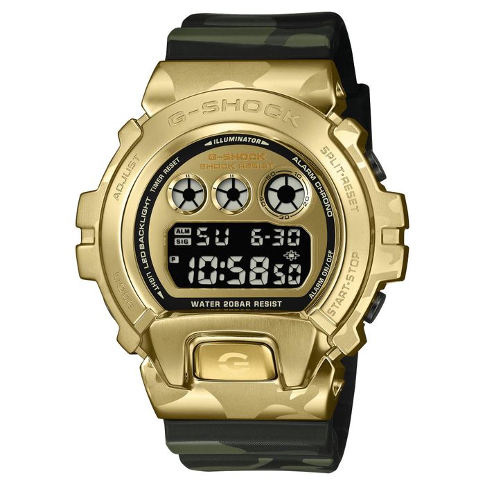 Casio GM-6900CMG-3 sử dụng thép không gỉ mạ ion và kỹ thuật khắc laser tinh vi.