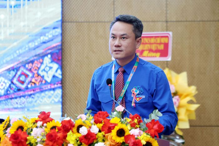 Anh Nguyễn Kim Quy, Ủy viên Ban Thường vụ Trung ương Đoàn, Phó Chủ tịch Thường trực Trung ương Hội LHTN Việt Nam phát biểu chỉ đạo tại đại hội