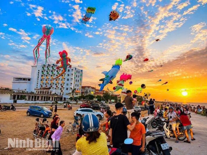 Không gian biển Thịnh Long rực rỡ, sinh động với hàng chục con diều.