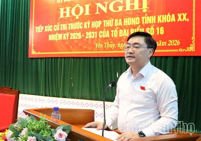 Đồng chí Trưởng Ban Nội chính Tỉnh ủy Quách Thế Ngọc phát biểu tại hội nghị.