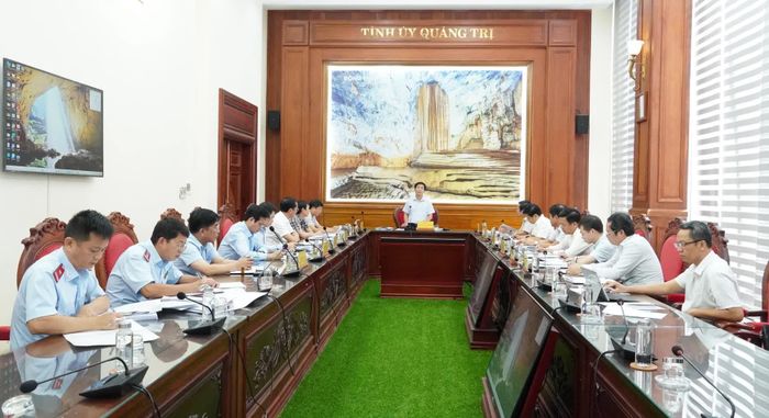 Đồng chí Nguyễn Văn Phương, Bí thư Tỉnh ủy phát biểu kết luận tại buổi làm việc - Ảnh: Q.V