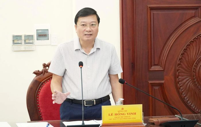 Đồng chí Lê Hồng Vinh, Chủ tịch UBND tỉnh phát biểu tại buổi làm việc - Ảnh: Q.V