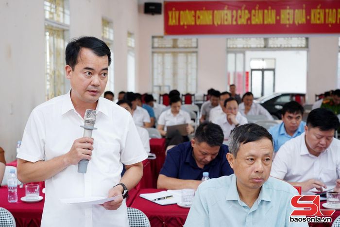 Đại diện xã Mường Khiêng phát biểu tại Hội nghị.
