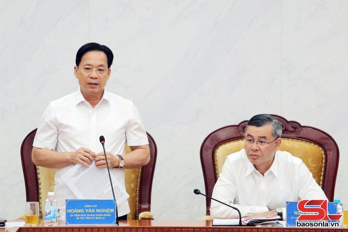 Đồng chí Bí thư Tỉnh ủy phát biểu tại cuộc làm việc.
