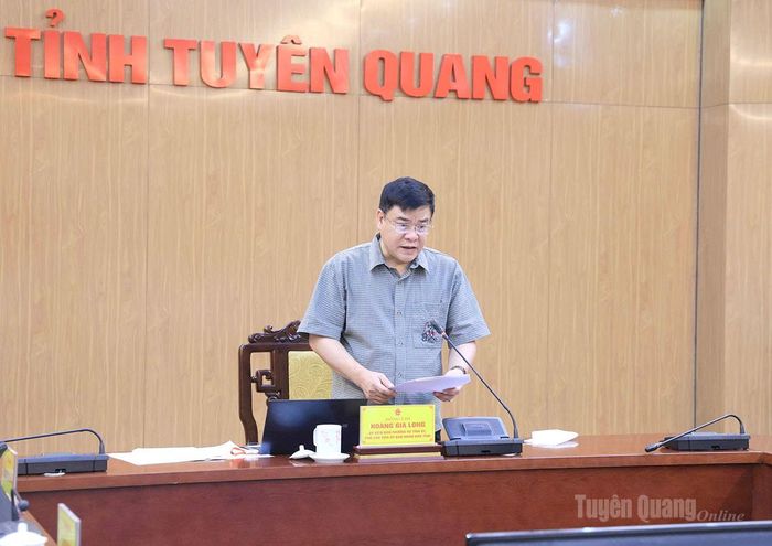 Đồng chí Hoàng Gia Long, Ủy viên Ban Thường vụ Tỉnh ủy, Phó Chủ tịch UBND tỉnh phát biểu thảo luận tại hội nghị.