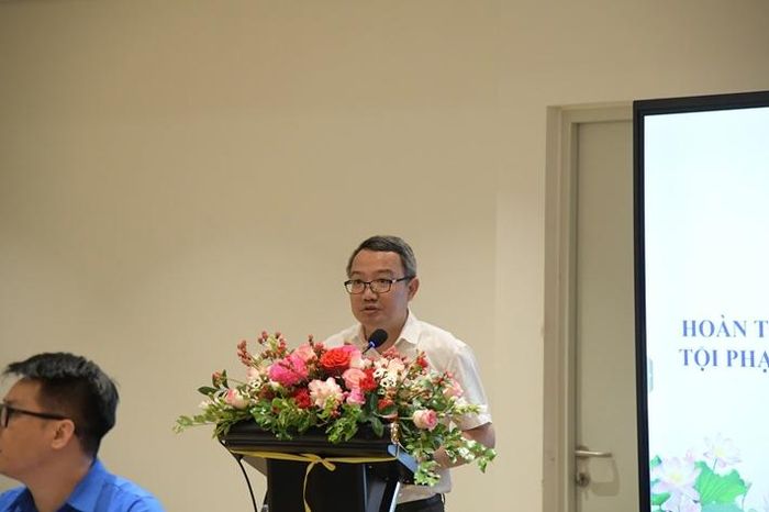Ông Hồ Quang Huy - Cục trưởng Cục Kiểm tra văn bản và Tổ chức thi hành pháp luật (Bộ Tư pháp) phát biểu đề dẫn