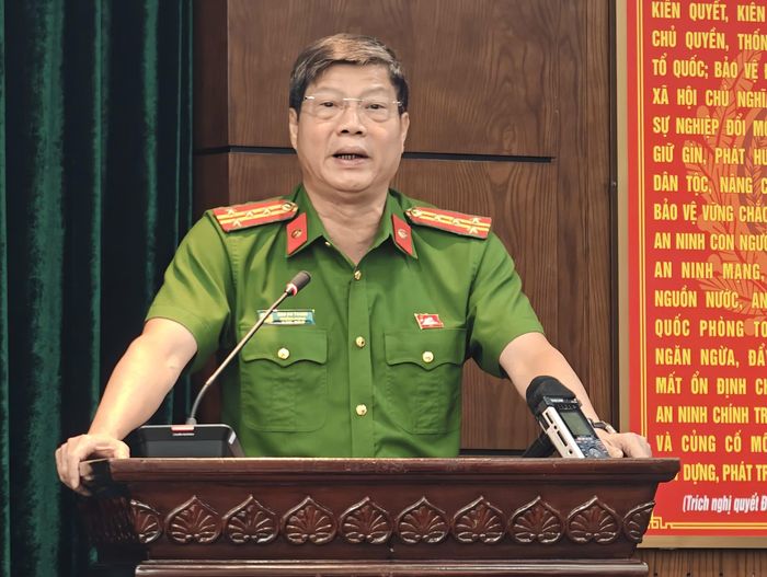 Trưởng phòng Cảnh sát Kinh tế Công an TP Hà Nội, Đại tá Chu An Thanh phát biểu