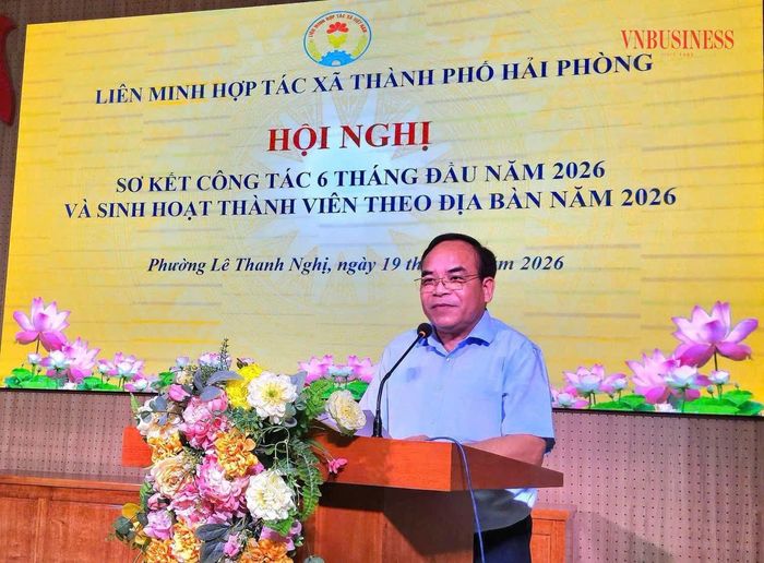 Ông Ngô Ngọc Khánh - Chủ tịch Liên minh HTX TP Hải Phòng phát biểu tại Hội nghị.