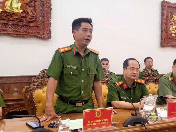 Đại tá Nguyễn Tiến Đạt, Trưởng phòng Cảnh sát hình sự Công an TP Hồ Chí Minh, cung cấp thông tin vụ án.
