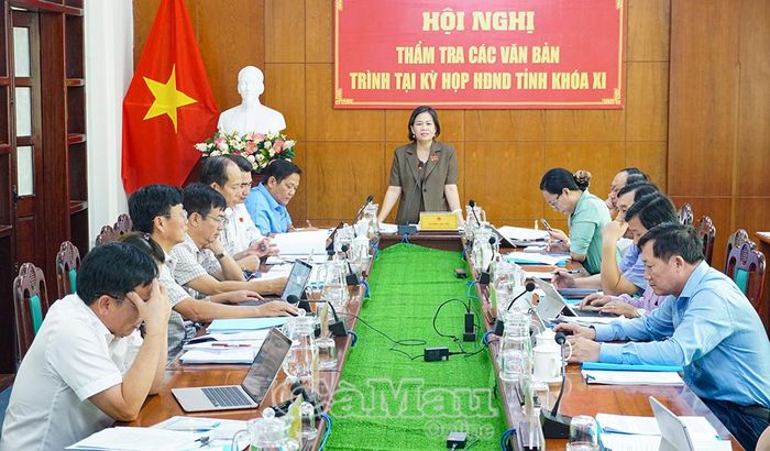 Bà Vũ Hồng Như Yến, Trưởng ban Kinh tế - Ngân sách, HĐND tỉnh, đề nghị tiếp tục hoàn thiện dự thảo Nghị quyết hỗ trợ phát triển vận tải hành khách công cộng bằng xe buýt trước khi trình HĐND tỉnh xem xét.