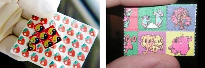Ma túy tem giấy chứa chất gây ảo giác LSD, chỉ vài chục microgam là có thể gây ảo giác, hoang tưởng, nguy hiểm cho bản thân và người xung quanh (Ảnh: Trang thông tin điện tử Công an Lai Châu).