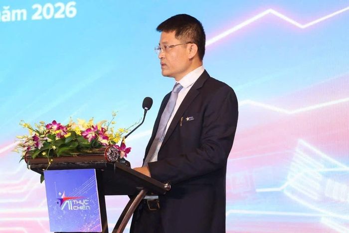 Đại tá Hà Nam Trung - Phó Giám đốc Trung tâm Dữ liệu quốc gia, Bộ Công an phát biểu tại sự kiện.