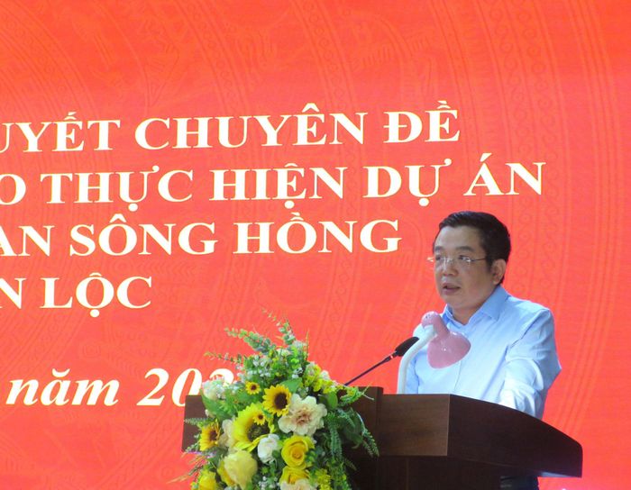 Bí thư Đảng ủy xã Thiên Lộc Phạm Xuân Toàn phát biểu chỉ đạo tại hội . Ảnh: Tú Linh