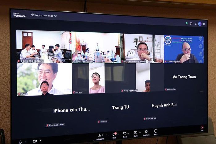 Các điểm cầu tham dự cuộc họp.