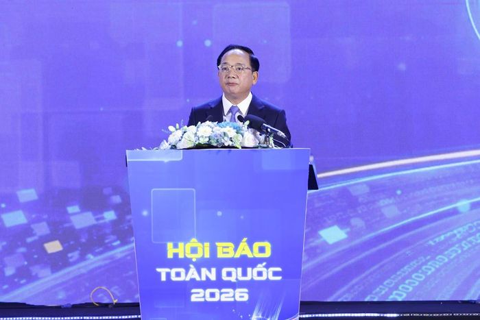 Trưởng Ban Tuyên giáo và Dân vận Trung ương Trịnh Văn Quyết phát biểu tại hội báo toàn quốc năm 2026 (Ảnh: Quang Vinh)