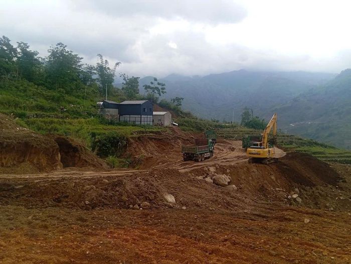 Công trường thi công tại khu vực biên giới Sì Lở Lầu, tỉnh Lai Châu