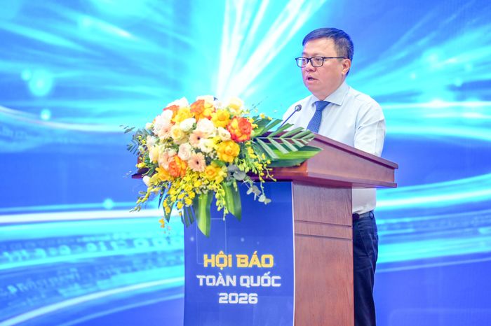  Chủ tịch Hội Nhà báo Việt Nam Lê Quốc Minh phát biểu bế mạc Diễn đàn Báo chí toàn quốc lần thứ 3. Ảnh: ĐỖ TRUNG 