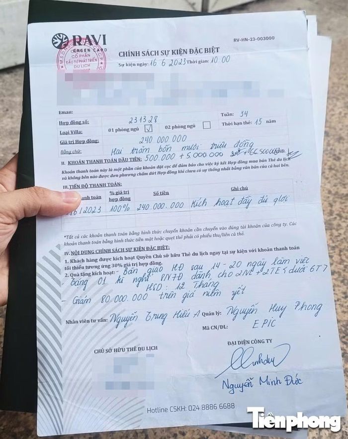 Bà L. thanh toán đủ số tiền và được kích hoạt đầy đủ quyền lợi, nhưng sau 3 năm vẫn chưa được một lần đi nghỉ dưỡng.