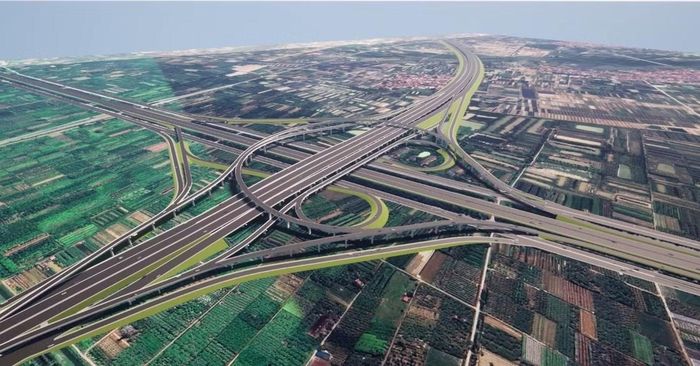 Phối cảnh nút giao Vành đai 4 với cao tốc Hà Nội – Hải Phòng