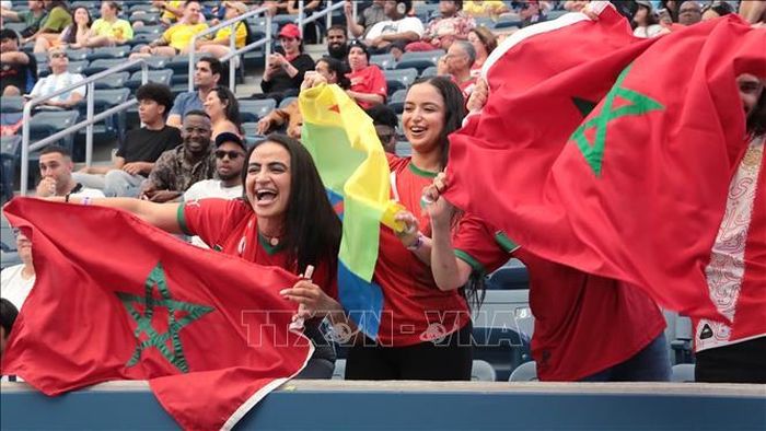 Cổ động viên Maroc vỡ òa niềm vui sau khi đội nhà ghi bàn mở tỷ số. Ảnh minh họa: Thanh Tuấn/PV TTXVN tại Mỹ