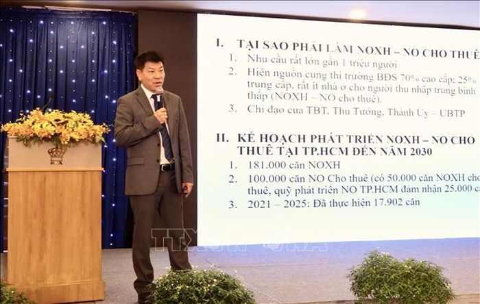Ông Lê Hữu Nghĩa, Chủ tịch Hệ sinh thái Lê Thành thông tin thị trường nhà ở xã hội tại chương trình.