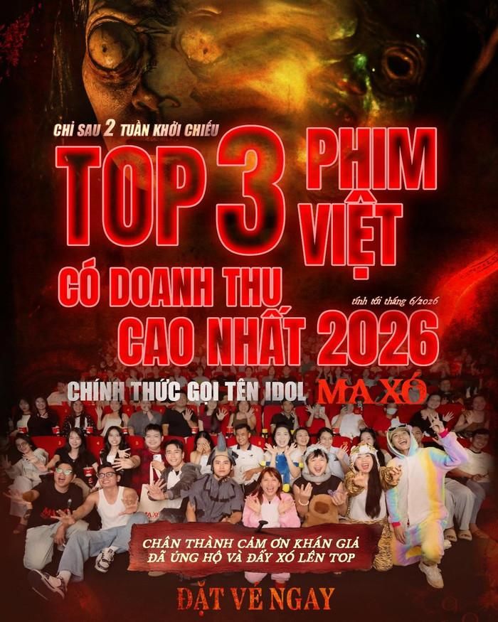 Ma Xó chính thức ghi tên vào nhóm ba bộ phim Việt ăn khách nhất năm tính đến thời điểm tháng 6/2026. Ảnh: NSX