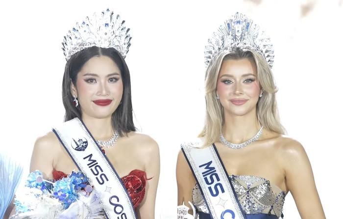 Nam Anh cùng đương kim Miss Cosmo. 