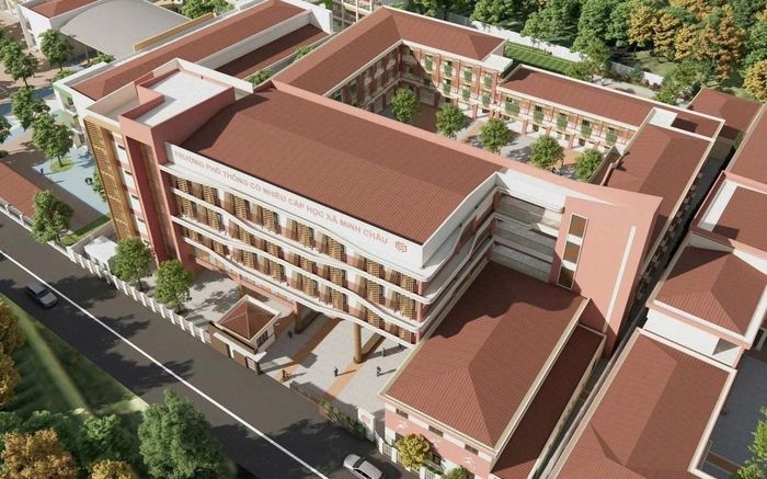 Phối cảnh Trường Tiểu học, THCS và THPT Minh Châu khi hoàn thiện.