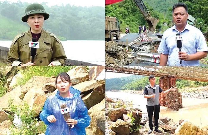 Phóng viên Báo và Phát thanh, truyền hình Thanh Hóa tác nghiệp tại hiện trường.
